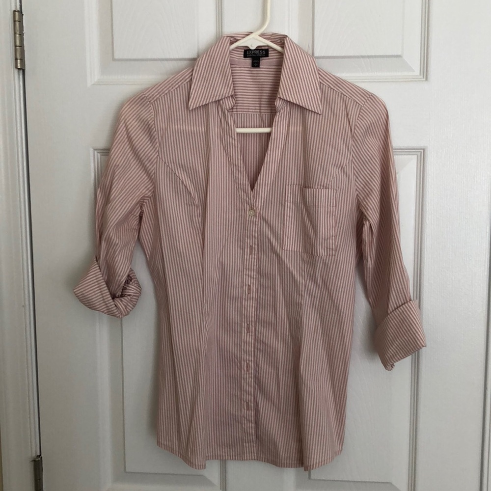 Pink & White Express Work Blouse